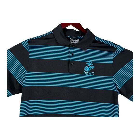 Under Armour Loose Heat Gear Polo Golf Shirt Men's Large USMC Marine Corps L LG - Picture 2 of 12